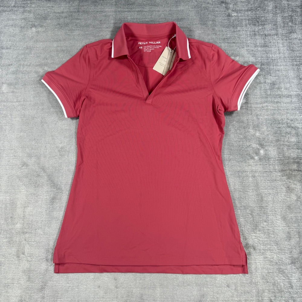 Peter Millar Shirt Women XS Red Betty Polo Short Sleeve UPF 50 Golf Tennis NWT
